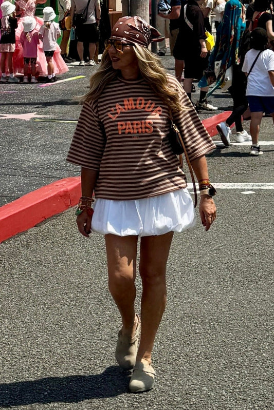 CAMISETA RAYAS MARRÓN