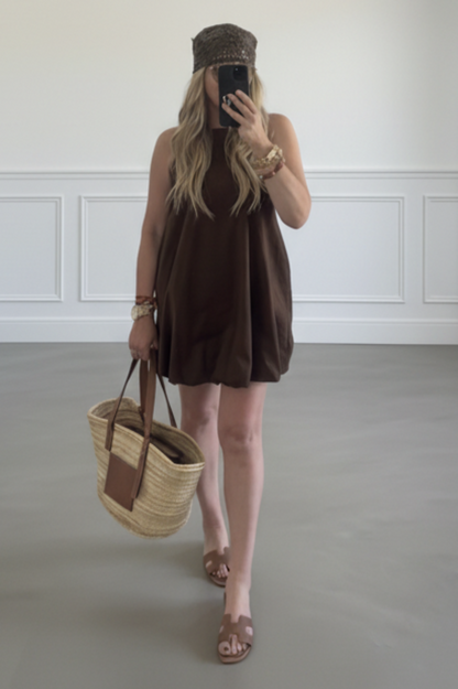 VESTIDO GLOBO MARRON
