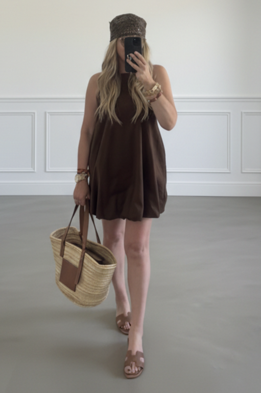 VESTIDO GLOBO MARRON