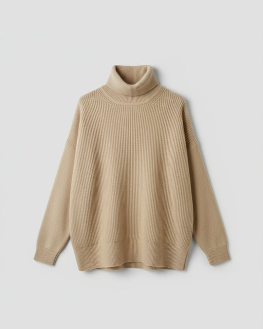 JERSEY OVERSIZE CUELLO SUBIDO BEIGE