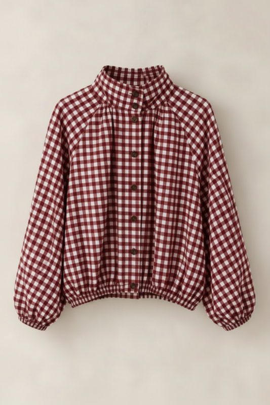 CAMISA BOMBER CUADROS BURDEOS