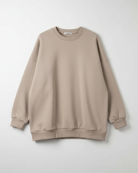 SUDADERA OVERSIZE BOLSILLOS BEIGE