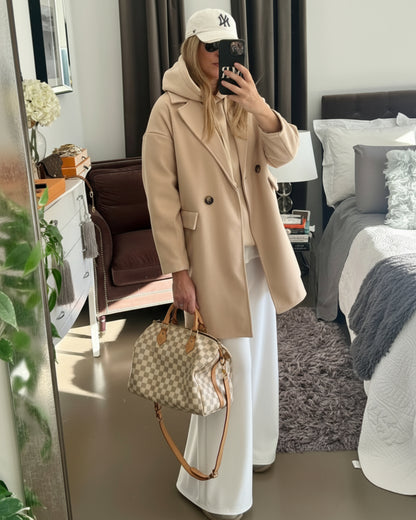 ABRIGO CRUZADO CORTO BEIGE