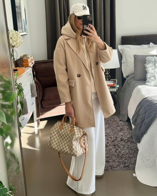 ABRIGO CRUZADO CORTO BEIGE