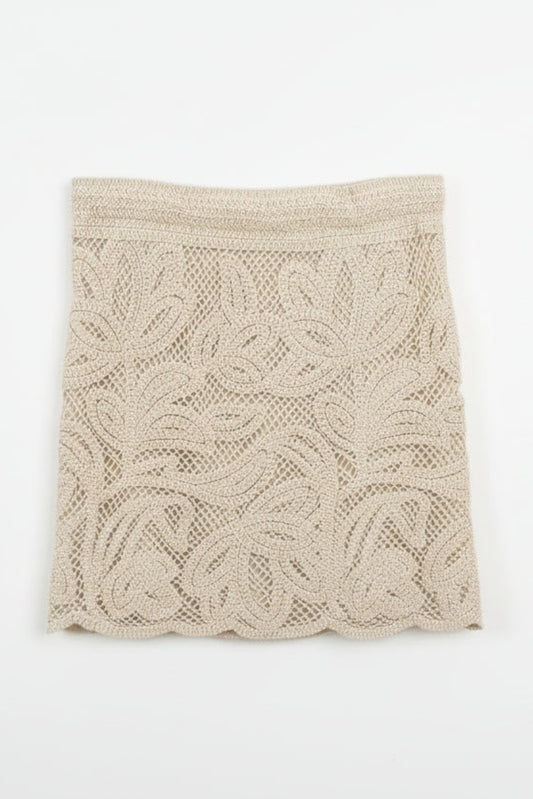 FALDA MINI CROCHET BEIGE
