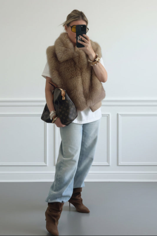 CHALECO EFECTO PELO BEIGE