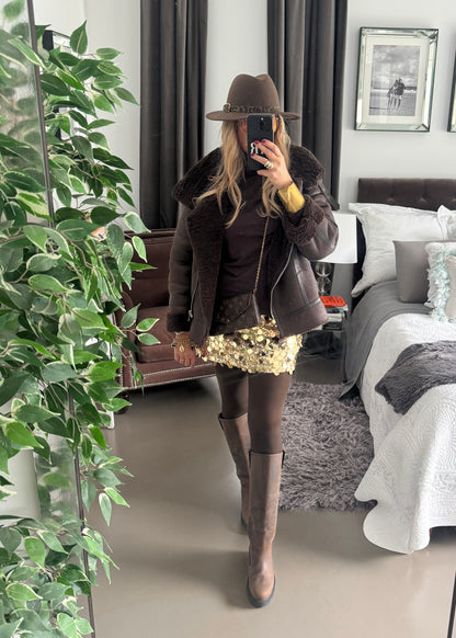 FALDA MINI LENTEJUELAS DORADA