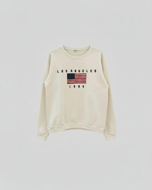 SUDADERA VARSITY BEIGE