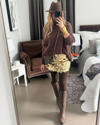 FALDA MINI LENTEJUELAS DORADA