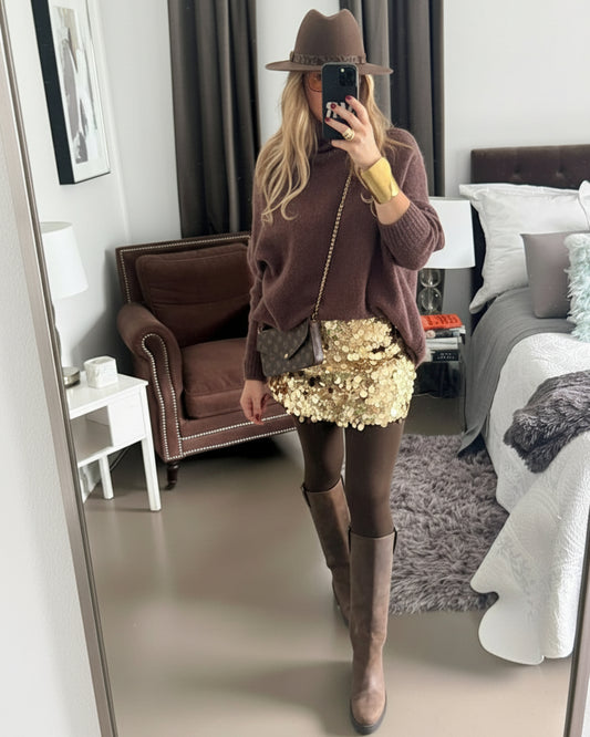 FALDA MINI LENTEJUELAS DORADA