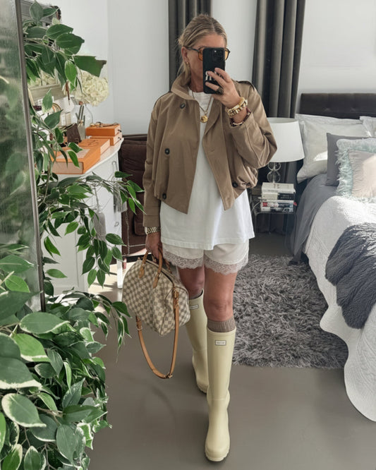 TRENCH CORTO CRUZADA GLOBO