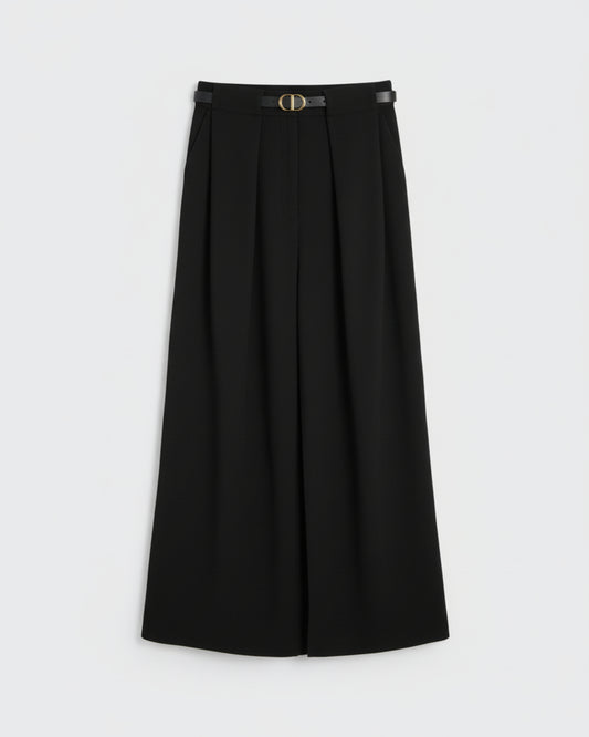 PANTALÓN PLIEGUE CINTURÓN NEGRO