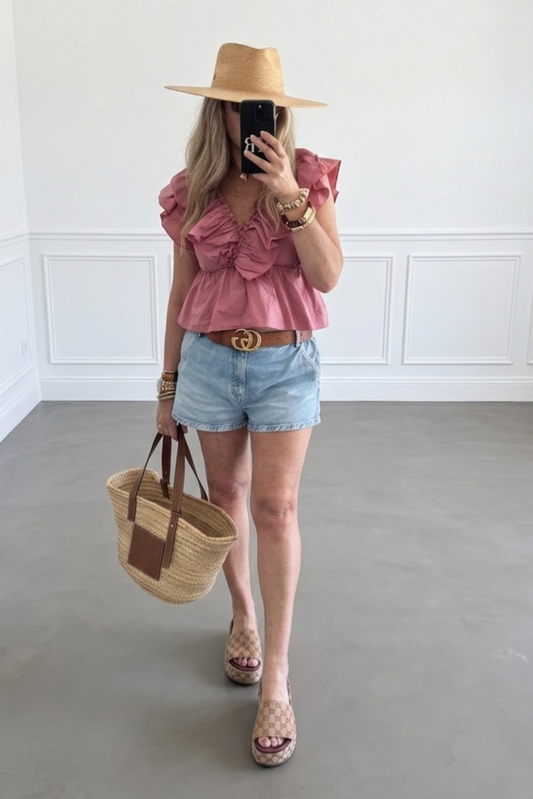 BLUSA VOLANTES ROSA