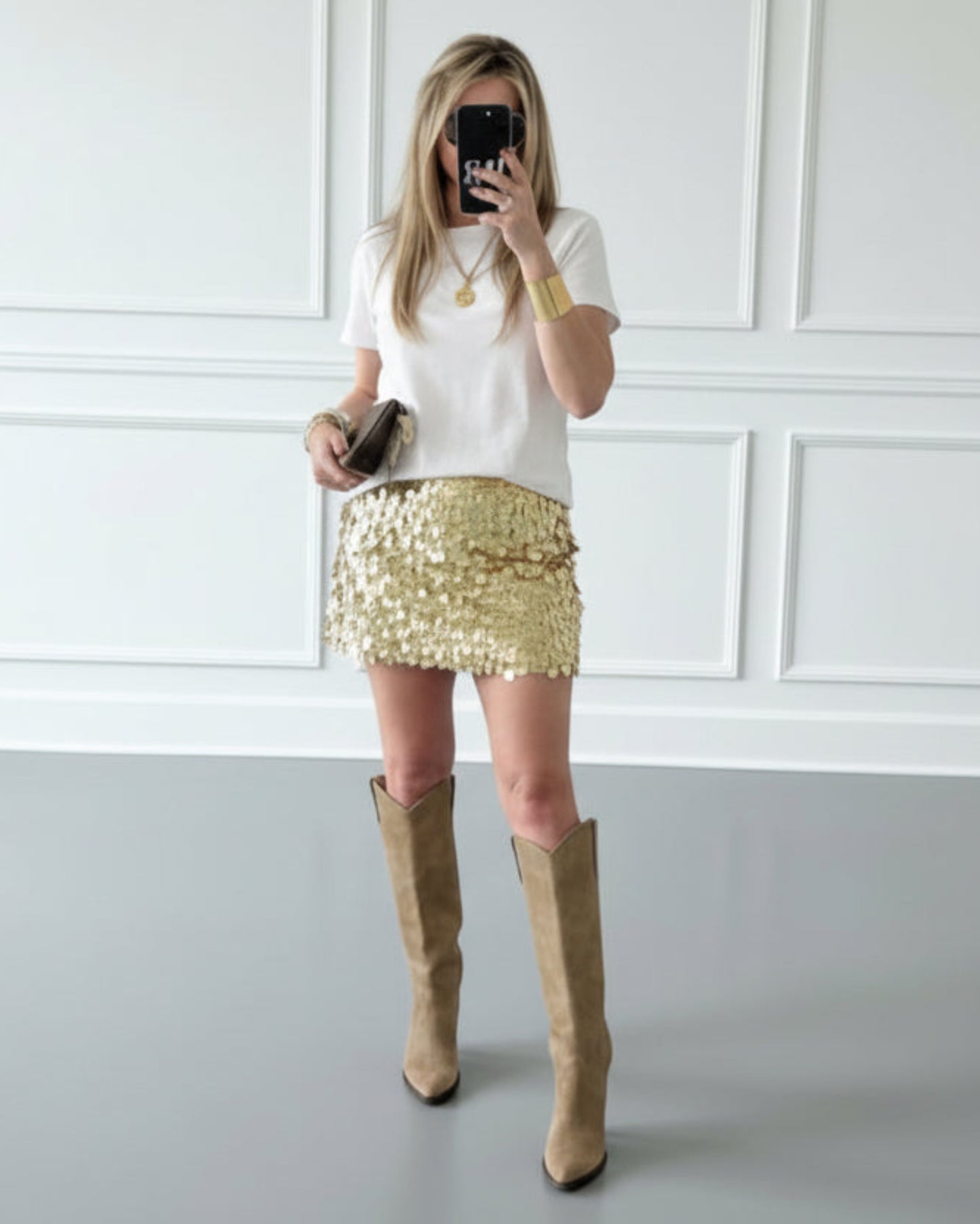 FALDA MINI LENTEJUELAS DORADA