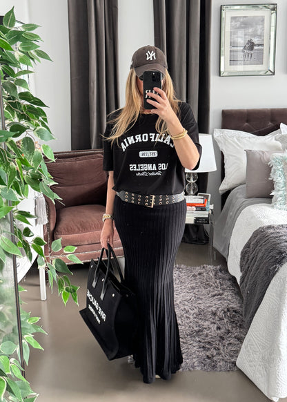 FALDA PUNTO PLISADA NEGRA