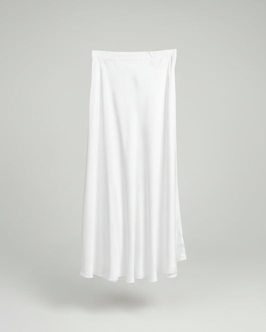 FALDA MIDI SATINADA BLANCA