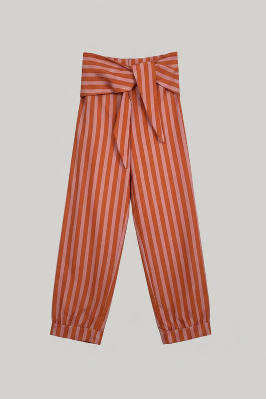PANTALON GLOBO RAYAS NARANJAS