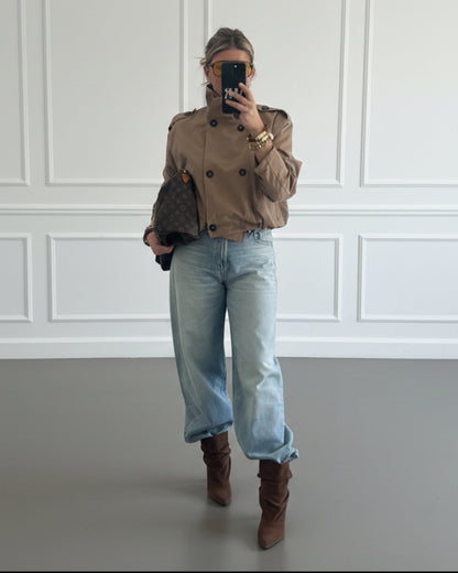 TRENCH CROPPED CRUZADO GLOBO