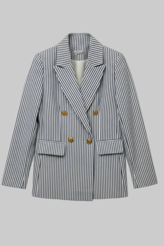 BLAZER RAYAS AZUL CELESTE