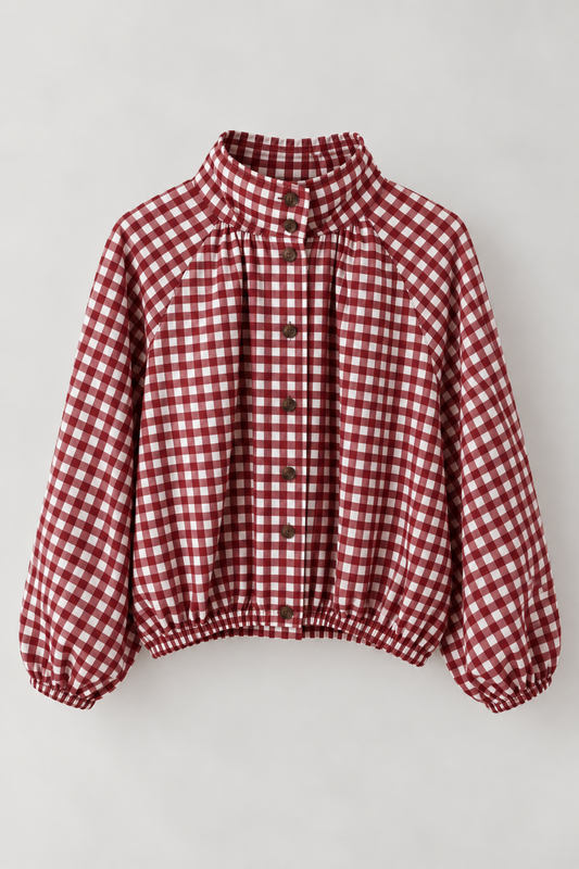 CAMISA BOMBER CUADROS BURDEOS