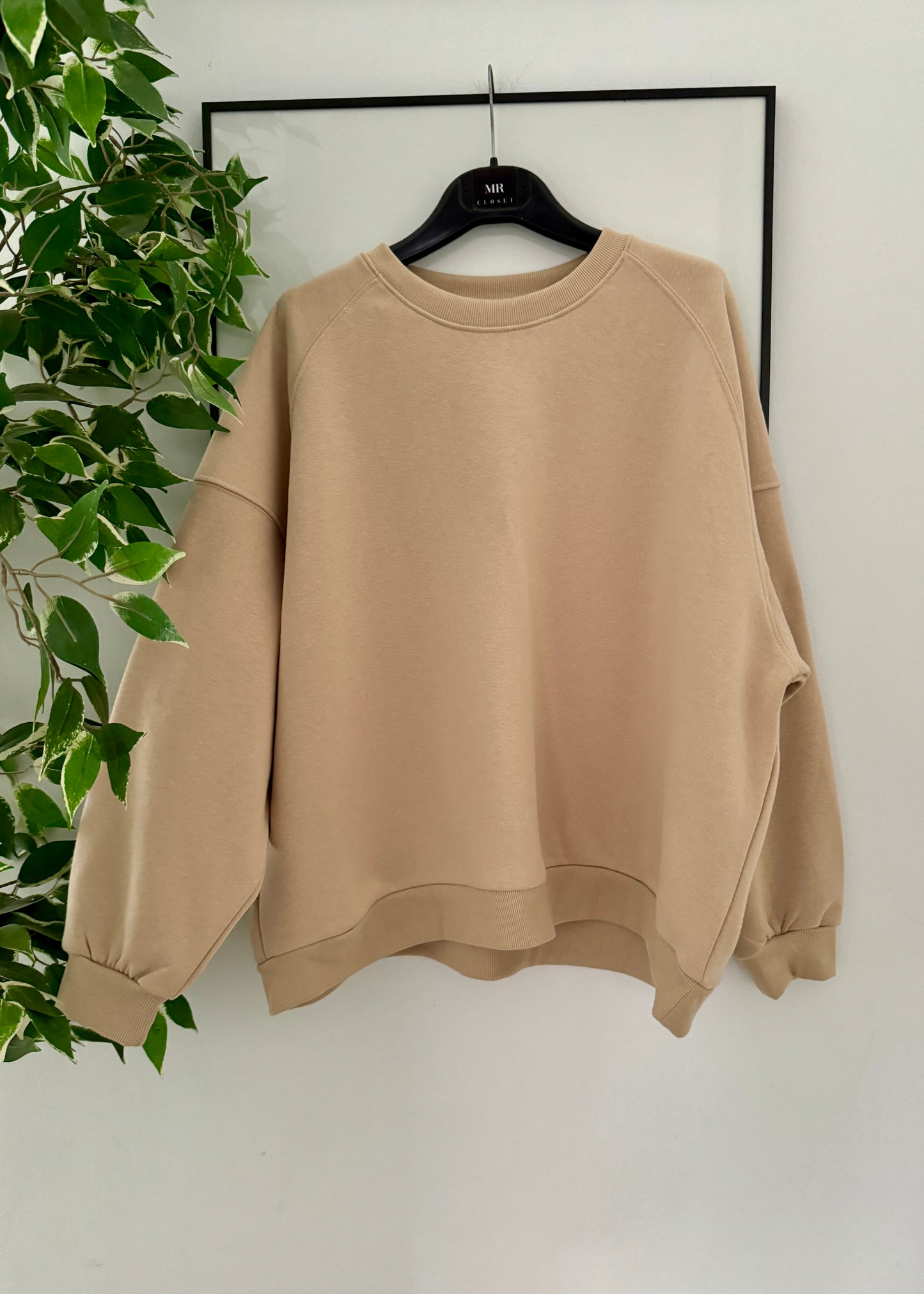 SUDADERA OVERSIZE BEIGE