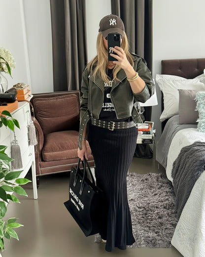 FALDA PUNTO PLISADA NEGRA