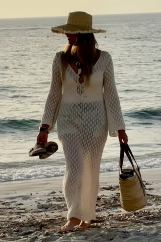 VESTIDO LARGO CROCHET BEIGE