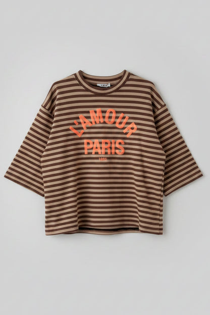 CAMISETA RAYAS MARRÓN