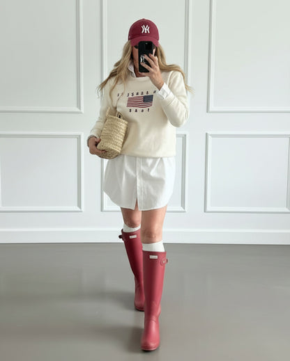 SUDADERA VARSITY BEIGE