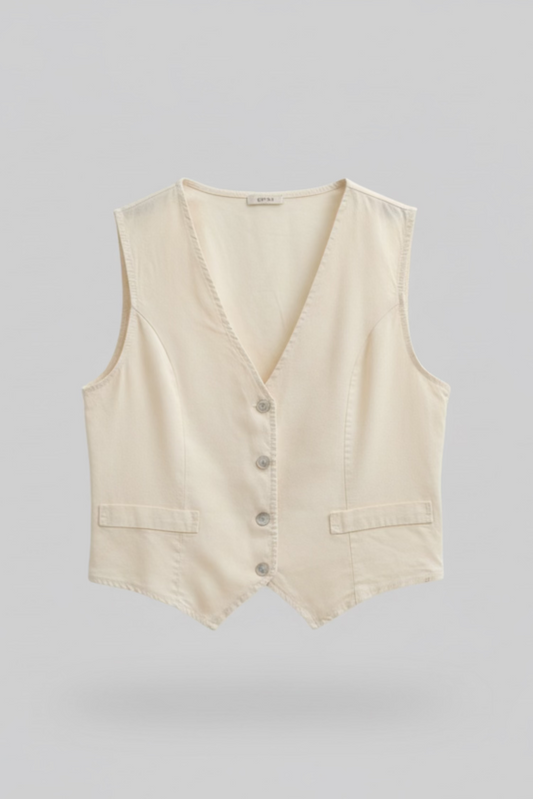 CHALECO CON LINO BEIGE